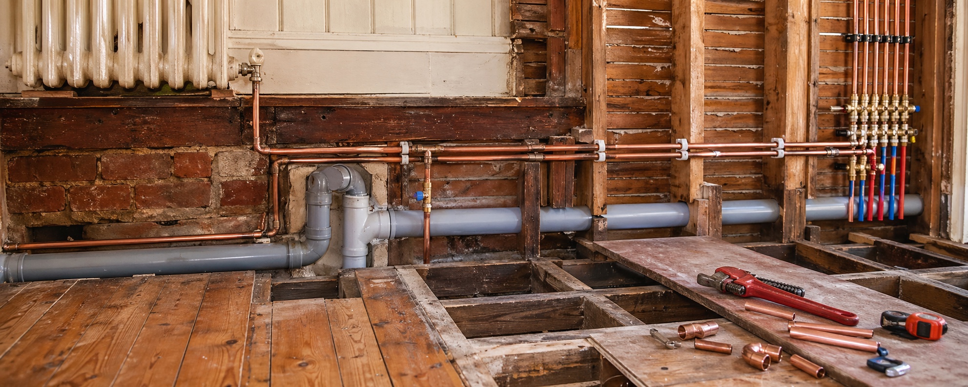 House renovation pipework and valves